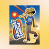 A cartoon-style acrylic panel featuring the character Tycho Brahe of Penny Arcade, with brown hair, a blue shirt, and gray pants, posed next to a large 'PENNY ARCADE' logo on a blue and orange background. 