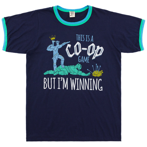 This is a Co-op Game Ringer Tee